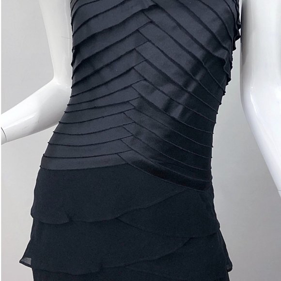 Vintage Tadashi Shoji Black Silk Chiffon Gown - Picture 4 of 10